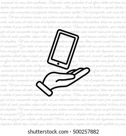 Web line icon. Smartphone in hand