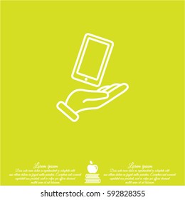 Web line icon. Smartphone in hand