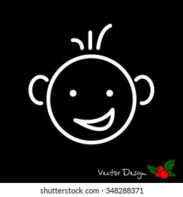 Web line icon. Smiling child, funny baby