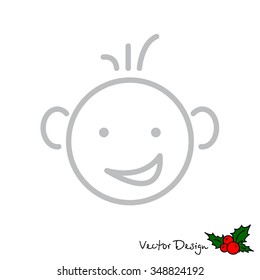 Web line icon. Smiling child, fanny baby