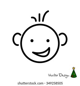 Web line icon. Smiling child, fanny baby
