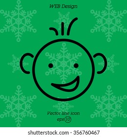 Web line icon. Smiling child, fanny baby