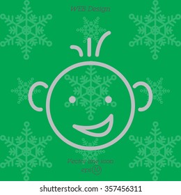 Web line icon. Smiling child, fanny baby