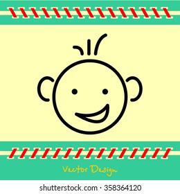 Web line icon. Smiling child, fanny baby