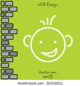 Web line icon. Smiling child, fanny baby