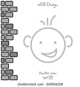 Web line icon. Smiling child, fanny baby