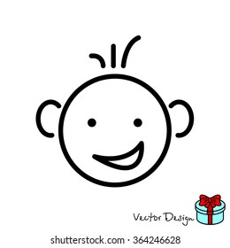 Web line icon. Smiling child, fanny baby