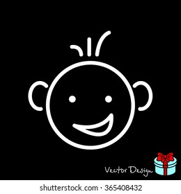 Web line icon. Smiling child, fanny baby