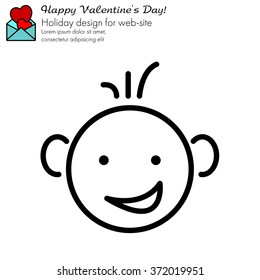 Web line icon. Smiling child, fanny baby