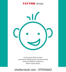 Web line icon. Smiling child, fanny baby