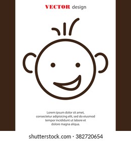 Web line icon. Smiling child, fanny baby