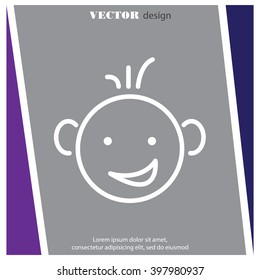 Web line icon. Smiling child, fanny baby