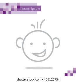 Web line icon. Smiling child, fanny baby
