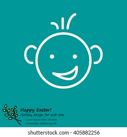 Web line icon. Smiling child, fanny baby