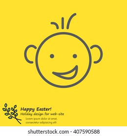 Web line icon. Smiling child, fanny baby