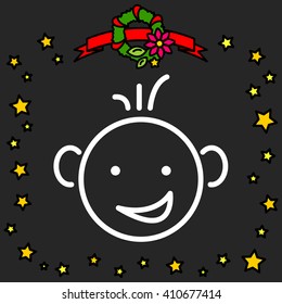 Web line icon. Smiling child, fanny baby