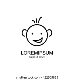 Web line icon. Smiling child, fanny baby