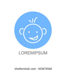 Web line icon. Smiling child, fanny baby