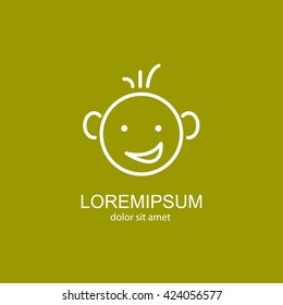 Web line icon. Smiling child, fanny baby