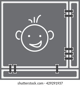 Web line icon. Smiling child, fanny baby