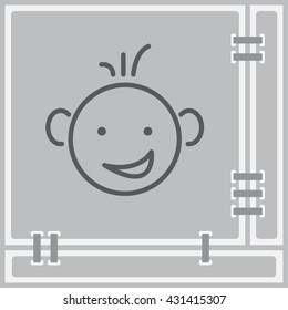Web line icon. Smiling child, fanny baby