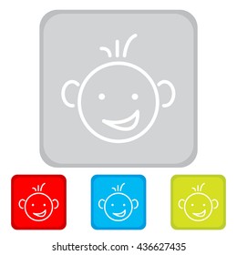 Web line icon. Smiling child, fanny baby