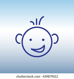 Web line icon. Smiling child, fanny baby