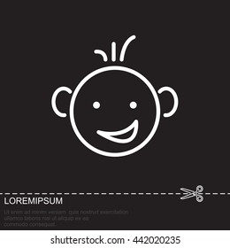 Web line icon. Smiling child, fanny baby