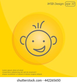 Web line icon. Smiling child, fanny baby