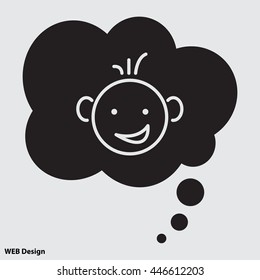 Web line icon. Smiling child, fanny baby