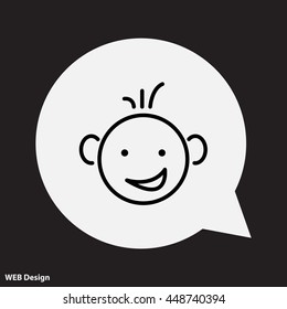 Web line icon. Smiling child, fanny baby