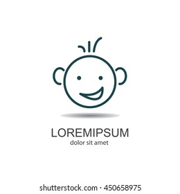Web line icon. Smiling child, fanny baby