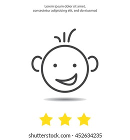 Web line icon. Smiling child, fanny baby