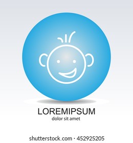 Web line icon. Smiling child, fanny baby