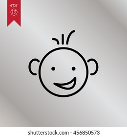 Web line icon. Smiling child, fanny baby