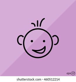 Web line icon. Smiling child, fanny baby