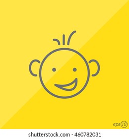 Web line icon. Smiling child, fanny baby