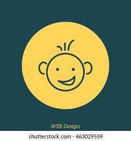 Web line icon. Smiling child, fanny baby