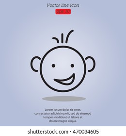 Web line icon. Smiling child, fanny baby