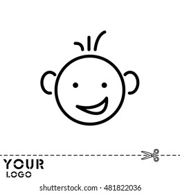 Web line icon. Smiling child, fanny baby