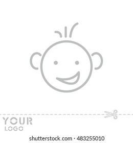 Web line icon. Smiling child, fanny baby