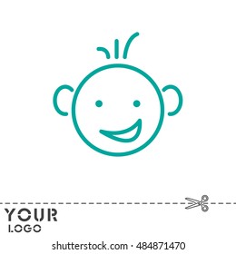 Web line icon. Smiling child, fanny baby
