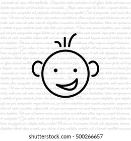 Web line icon. Smiling child, fanny baby