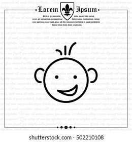 Web line icon. Smiling child, fanny baby