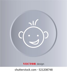 Web line icon. Smiling child, fanny baby