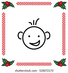 Web line icon. Smiling child, fanny baby