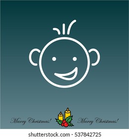 Web line icon. Smiling child, fanny baby