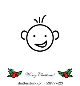 Web line icon. Smiling child, fanny baby