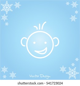 Web line icon. Smiling child, fanny baby