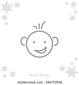 Web line icon. Smiling child, fanny baby